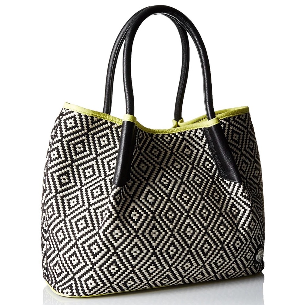 NWT Vince Camuto Harlo Tote Bag Black/White/Yellow